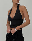 Variant image for Elegant Women's Halter Crop Top with V-Ring and Adjustable Straps – Soft Summer Going Out Tank Top-4