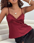 Variant image for Elegant Women's V-Neck Tank Top with Lace Details – Adjustable Spaghetti Straps, Perfect for Going Out-7