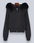 Variant image for Stylish Women's Jacket with Removable Faux Fur Hood - Warm Winter Coat for Women, Versatile Outerwear in Multiple Colors-2