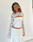 Variant image for Elegant Black Lace Going Out Top with Airy Sleeves and Cut-Out Detail for Women-4