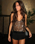 Variant image for Womens Sequin Top with V-Neck – Elegant Going Out Top for Parties in Gold, Silver, and Black-1