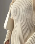 Figure-Flattering Women's Mini Dress in Soft Rib Fabric – Versatile Summer Dress with Flared Skirt