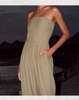 Variant image for Black Strapless Jumpsuit for Women - Elegant Straight Leg Design with Pockets for Formal and Casual Occasions-11