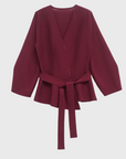 Variant image for Mauve Long Cardigan for Women with Tie Waist – Stylish Layering Piece in Burgundy, Navy Blue, Black, and Crème-1