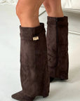 Variant image for Brown Knee High Boots for Women – Elegant High Suede Long Boots with Comfortable Fit-19