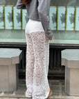 Luxurious High Waist Lace Pants - Elegant Trousers for Special Occasions, Available in Multiple Colors and Sizes
