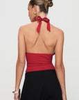 Elegant Women's Halter Crop Top with V-Ring and Adjustable Straps – Soft Summer Going Out Tank Top