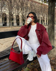 Red Oversized Leather Jacket for Women – Trendy Statement Outerwear in High-Quality Artificial Leather