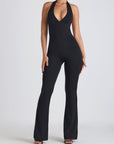 Black Flared Leg Jumpsuit for Women – Comfortable Stretch Fabric, Elegant and Versatile Design