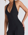 Black Flared Leg Jumpsuit for Women – Comfortable Stretch Fabric, Elegant and Versatile Design