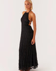 Elegant White Maxi Dress with Halter Neck and Open Back – Flattering Long Dress for Women