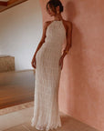 Variant image for Elegant White Maxi Dress with Halter Neck and Open Back – Flattering Long Dress for Women-1