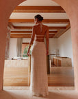 Elegant White Maxi Dress with Halter Neck and Open Back – Flattering Long Dress for Women