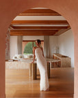 Elegant White Maxi Dress with Halter Neck and Open Back – Flattering Long Dress for Women