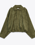 Variant image for Khaki Suede Bomber Jacket for Men and Women – Stylish, Comfortable Fit, Classic Design, Versatile Outerwear-1