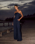Strapless Jumpsuit for Women - Elegant Straight Leg Design with Pockets for Formal and Casual Occasions