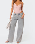 Stylish Women's Baggy Jeans with Unique Rosette Details – Comfortable High-Quality Denim for a Chic Look
