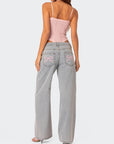 Variant image for Stylish Women's Baggy Jeans with Unique Rosette Details – Comfortable High-Quality Denim for a Chic Look-1
