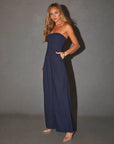 Strapless Jumpsuit for Women - Elegant Straight Leg Design with Pockets for Formal and Casual Occasions