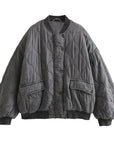 Pink Oversized Bomber Jacket for Women – Cozy Padded Spring Outerwear with Deep Pockets