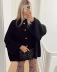 Variant image for Oversized Cardigan Sweater for Women with Gold Details – Soft, Cozy Layering Piece in Trendy Autumn Colors-7