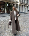 Oversized Wool Blend Winter Coat for Women with Double Snap Closure – Elegant and Warm Outerwear