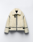 Variant image for Oversized Teddy Coat for Women - Soft and Cozy Winter Coat in Beige and Black, Perfect for Autumn and Chilly Days-1