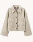 Women's Wool Blend Jacket with Boxy Fit and Wide Collar – Stylish Winter Coat for Casual and Formal Wear