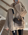 Oversized Teddy Jacket for Women - Cozy Teddy Fleece, Trendy Relaxed Fit for Chilly Days, Machine Washable