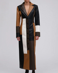 Variant image for Mosaic Pattern Vegan Leather Trench Coat for Women – Elegant Multi-Colored Outerwear with Figure-Sewn Fit-1