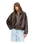 Stylish Women's Leather Bomber Jacket – Versatile Classic Design in Soft Artificial Leather
