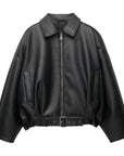 Variant image for Stylish Women's Leather Bomber Jacket – Versatile Classic Design in Soft Artificial Leather-6