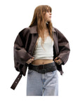 Stylish Women's Leather Bomber Jacket – Versatile Classic Design in Soft Artificial Leather