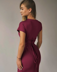 Elegant Black Maxi Dress for Women – Long Sleeve Adjustable Lace-Up Back, Flattering Fit for Special Occasions