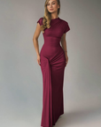 Elegant Black Maxi Dress for Women – Long Sleeve Adjustable Lace-Up Back, Flattering Fit for Special Occasions