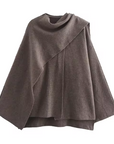 Variant image for Stylish Scarf Coat with Matching Scarf – Warm Wool Blend Design in Anthracite Gray and Brown, Available in Sizes S to L-4