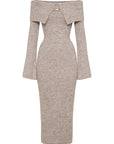 Elegant Off-Shoulder Summer Dress with Flared Sleeves – Comfortable Ankle-Length Cocktail Dress in Soft Polyester