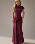 Elegant Black Maxi Dress for Women – Long Sleeve Adjustable Lace-Up Back, Flattering Fit for Special Occasions