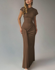 Elegant Black Maxi Dress for Women – Long Sleeve Adjustable Lace-Up Back, Flattering Fit for Special Occasions