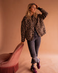 Variant image for Stylish Leopard Print Bomber Jacket for Women - Oversized Fit with Comfortable Lining and Practical Pockets-1