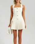 Elegant Women's Dress for Wedding Guests - Timeless Knee-Length Cocktail Dress in Soft Stretch Fabric