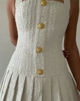 Elegant Women's Dress for Wedding Guests - Timeless Knee-Length Cocktail Dress in Soft Stretch Fabric