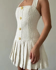 Elegant Women's Dress for Wedding Guests - Timeless Knee-Length Cocktail Dress in Soft Stretch Fabric