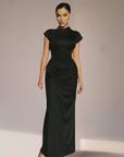 Variant image for Elegant Black Maxi Dress for Women – Long Sleeve Adjustable Lace-Up Back, Flattering Fit for Special Occasions-5