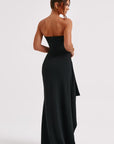 Strapless White Maxi Dress with High Slit – Elegant Long Dress in Double Stretch Crepe for Women
