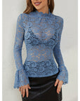 Elegant Lace Women's Blouse with Wide Sleeves – Versatile Fashion Top for Any Occasion