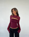 Variant image for Elegant Black Lace Going Out Top with Airy Sleeves and Cut-Out Detail for Women-7