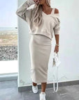 Variant image for Elegant Co Ord Set for Women – Sleeveless Dress with Loose V-Neck Sweater – Versatile Two Piece Set for All Occasions-21