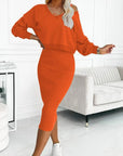 Elegant Co Ord Set for Women – Sleeveless Dress with Loose V-Neck Sweater – Versatile Two Piece Set for All Occasions