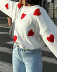Oversized Rose Heart Sweater for Women – Soft Fabric, Relaxed Fit, Cozy and Stylish, Perfect for Casual Outings